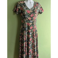 Vintage 90s Floral Cottagecore Dress Rose Print Small USA