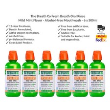 6x The Breath Co. Mild Mint Alcohol Free Mouthwash 12 Hour Fresh Breath 500ml