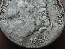 1830 Capped Bust Silver Half Dime 5 Cent Piece- Good/VG Details