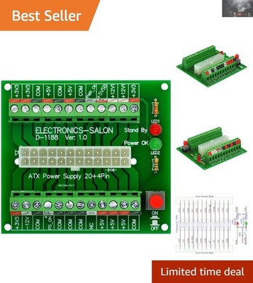 Versatile 24-Pin ATX DC Power Supply Breakout Board with User-Friendly Switch
