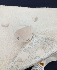 Parents Choice Cream Lamb Lovey Sherpa Satin Baby Blanket Plush Buddy