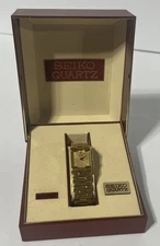 Vintage Women’s Seiko Quartz Watch Thin Dress Hardlex Crystal Stainless Steel 