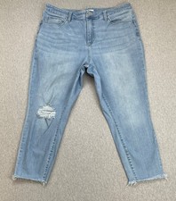 Ava  Viv Jeans Womens 18W Blue Denim Cotton Blend Stretch Slim Fit Cropped