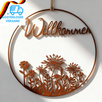 TüRkranz GanzjäHrig Metall 30 Cm - Willkommensschild RosthäNger FüR TüR, Garten,