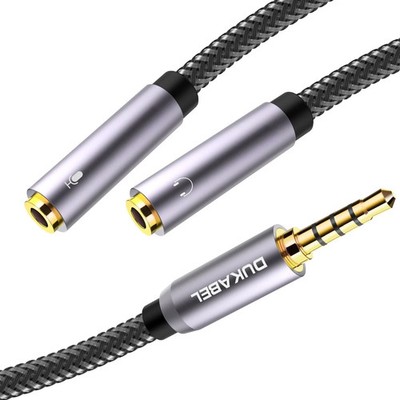 DUKABEL Long Headsets Splitter Adapter (4ft/1.2m) 3-Pole TRS Micprhone 120 cm