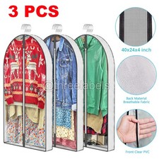 3Pcs Clothes Coat Protect Garment Cover Bags Suit Storage Bags Zipper Dress USA