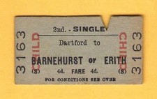 Railway Ticket ~ BR(S) 2nd Child Single - Dartford to Barnehurst or Erith - 1959