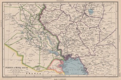 NAHER OSTEN. Persien (Iran) & Irak Süd. Kuwait. Irak/Saudi Neutrale Zone 1944 Karte