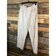 Asos Design Linen Tie Front Wide Leg trousers In Ivory Size 12