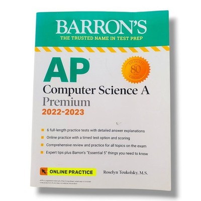 AP Computer Science A Premium 2022-2023 Barron's Test Prep Book