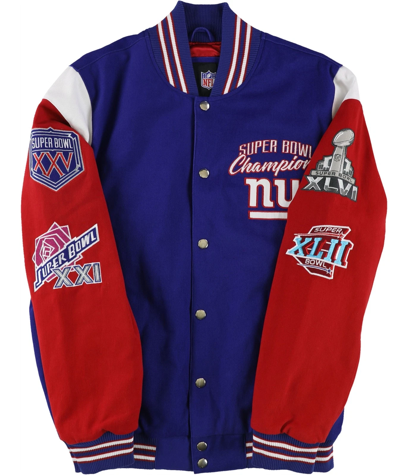 G-III Sports Mens New York Giants Varsity Jacket, Blue, Large