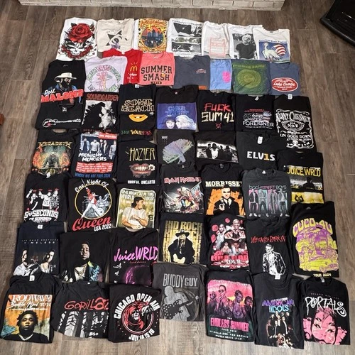 Lot Of 50 Shirts Music Band Tour Graphic Tees Mixed Wholesal Vintage vintage concert t-shirt, vintage, single stitch, B+ condition