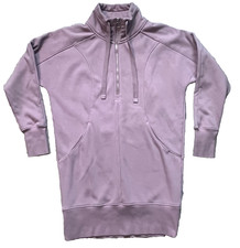 Athleta Small Cozy Karma 1/4 Zip Sweatshirt Dress Pockets Thumb Holes Dusty Pink