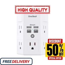 5 Outlet Extender Surge Protector Multi Plug Wall Adapter USB Charger Ports with