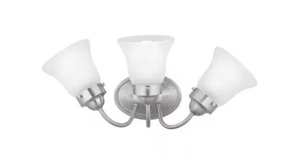 Progress Lighting Fluted Glass Collection 3-Light Brushed Nickel vanity light