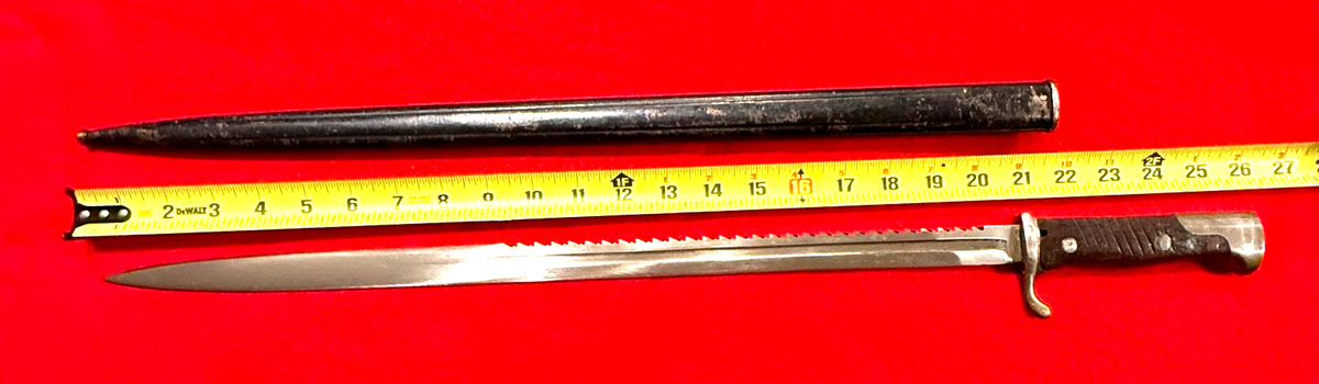 Antique Very Rare Original WWI German M1898 Sawback Bayonet with