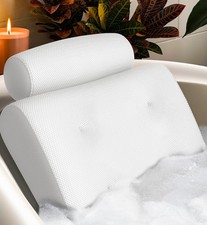 Everlasting Comfort Luxury Bath Pillows for Tub with Head and Large, White