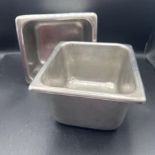 Vtg Vollrath 2064-2 Stainless Steel 1/6 Size Hotel Pans 4” USA 1970s-80s Heavy