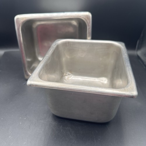 Vtg Vollrath 2064-2 Stainless Steel 1/6 Size Hotel Pans 4” USA 1970s-80s Heavy