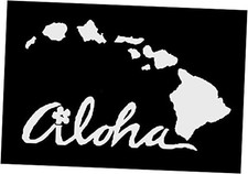 Hawaii Islands Aloha Decal White  Made in USA by  Sticker for Car or Truck