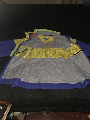 MSK Men s Colorblock Windbreaker Jacket XXL Yellow Blue Green Red Zipper Button