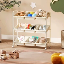 Kids Toy Organizers and Storage Shelf with 9 Toy Storage Bins, Removable Orga...