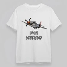 Men's All Season Fashion Trend Classic T-Shirt P 51 Mustang Warplane Graphic Tee