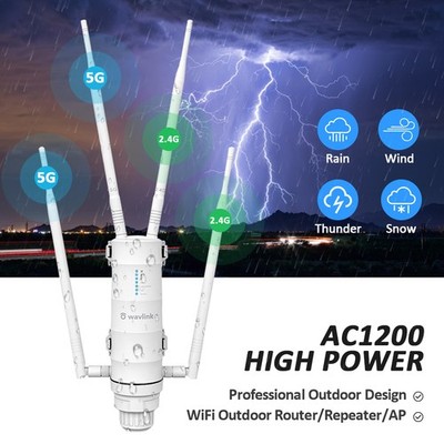 Wavlink Dualband AC1200 High Power Outdoor WiFi Range Extender PoE High Gain