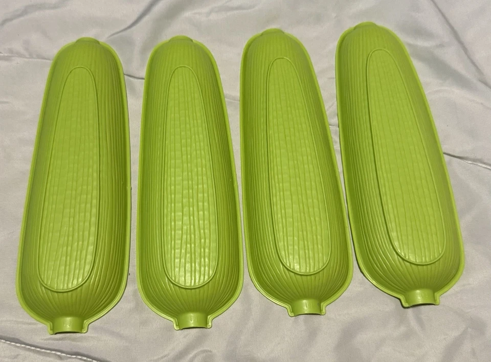 4- Corn On The Cobb Plates/trays In Green Retro - Image 3 of 4