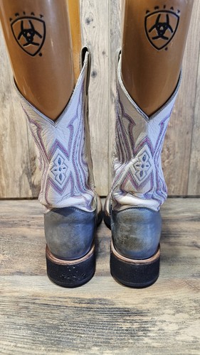 Justin Ivory Blue Tekno Crepe Sole Western Cowboy Cowgirl Boots Size Women’s 8B - Picture 5 of 7