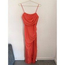 ASOS DESIGN Coral Orange Draped Cowl Neck Maxi Dress Open Back Party Dress Sz 6