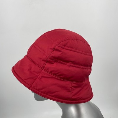 Eddie Bauer size S/M Down Filled Quilted Nylon Bucket Had Red puffer women/men