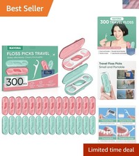300 Dental Floss Picks, 30 Packs Dental Flossers with Floss Pick Case, Stocki...
