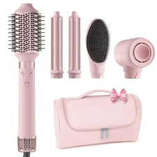 Dual Voltage Hot Air Styler Wrap - 5 in 1 Hair Dryer Brush with Fast Drying B...
