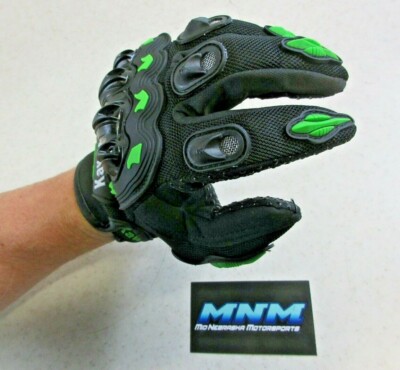 Black / Green Motorcycle Gloves - Protective for Kawasaki