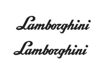 2 PZ. Stickers DECALS logo LAMBORGHINI 21x5CM - NERO LUCIDO   [ VERNICIABILE ]🎨