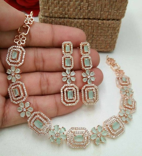 Rose Gold Plated Indian Choker Necklace 