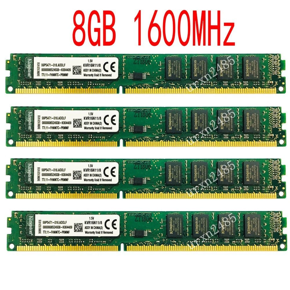 32GB 16GB 8GB 2GB PC3-12800 DDR3 1600 Intel Dual channl Memory For Kingston LOT - Image 2 of 4
