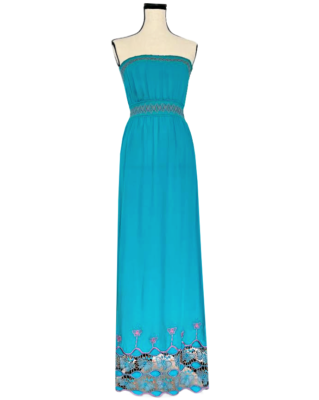 Forever 21 Blue Long Strapless Maxi Spring Summer Dress Small | eBay