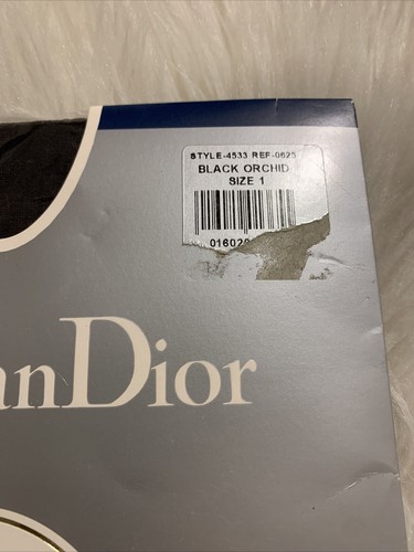 christian Dior vintage 4533 diorissimo pantyhose size 1 black orchid sandalfoot - Picture 2 of 10