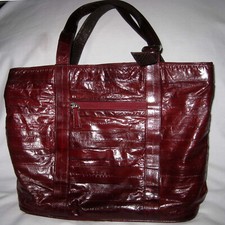 EEL SKIN 100 EELSKIN - Since 1979 - Deep Brown - Purse Hand Bag 13" X 5" X 11"