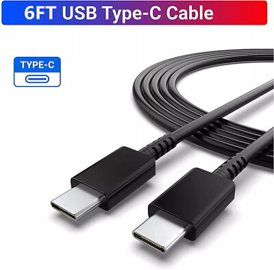 6FT Fast Charger Charging Cable For Samsung Galaxy S22 S23 S24 Universal Black