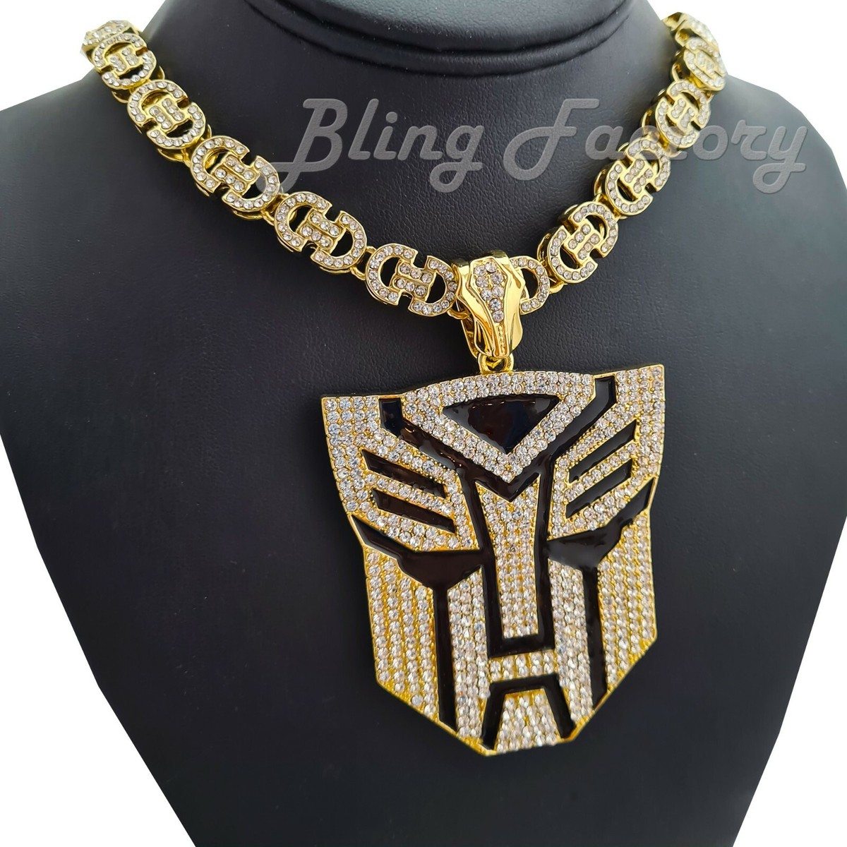 Iced Gold PT TRANSFORMER AUTOBOT Pendant & 18