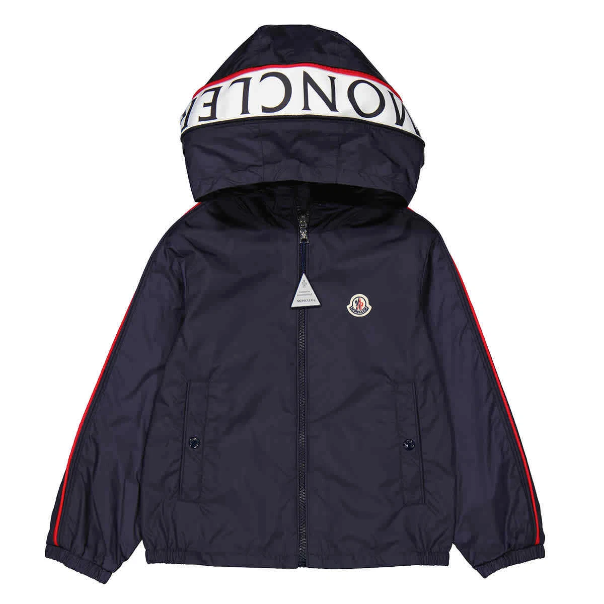 Moncler Kids Navy Hattab Hooded Windbreaker Jacket | eBay