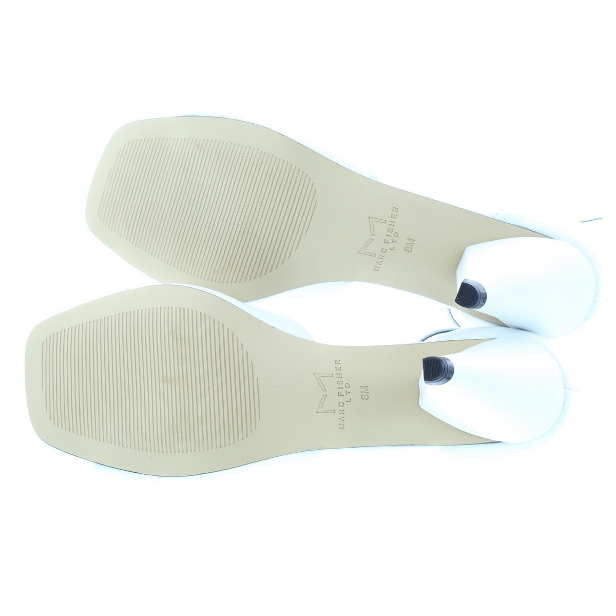 Mark Fisher Women's White Leather Cone Heel Twist Sandals