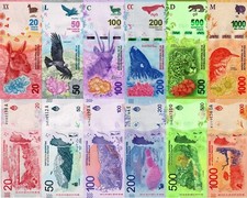 ARGENTINA - Lotto 6 banconote news 20/50/100/200/500/1000 pesos FDS - UNC
