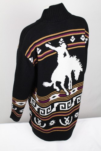 Wrangler Retro Women's Cowboy Full Zip Cardigan Large Black Aztec #112335804 - Picture 2 of 4