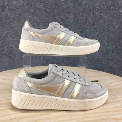 Gola Shoes Womens 6 Grandslam Pearl Sneakers Gray Leather Lace Up Casual CLB114