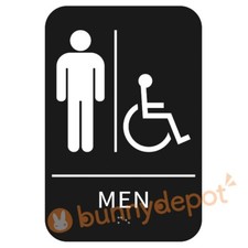 Men Restroom Sign ADA Braille Self Adhesive with 3M Tape 9" x 6"