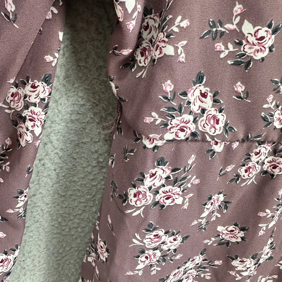 Lily Rose 迷你连衣裙女式大号紫色花卉长袖精致波西米亚风 — 第 3/4 张图片